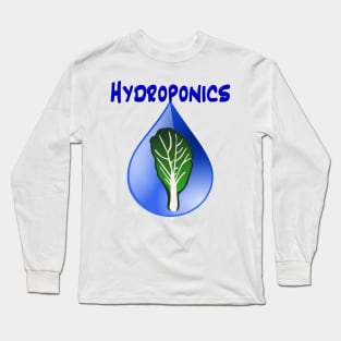 Hydroponics with water drop and lettuce leaf Long Sleeve T-Shirt